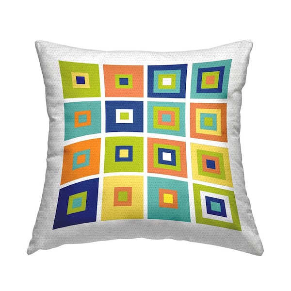 Stupell Industries Modern Squares Varied Hues Multi-Color Square Outdoor Throw Pillow