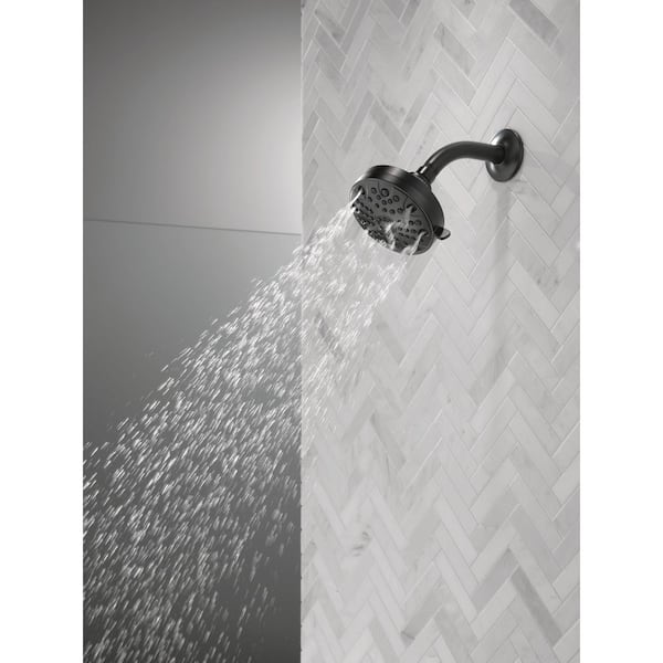 5-Spray Patterns 1.5 GPM 4.31 in. Wall Mount Fixed Shower Head in Matte Black