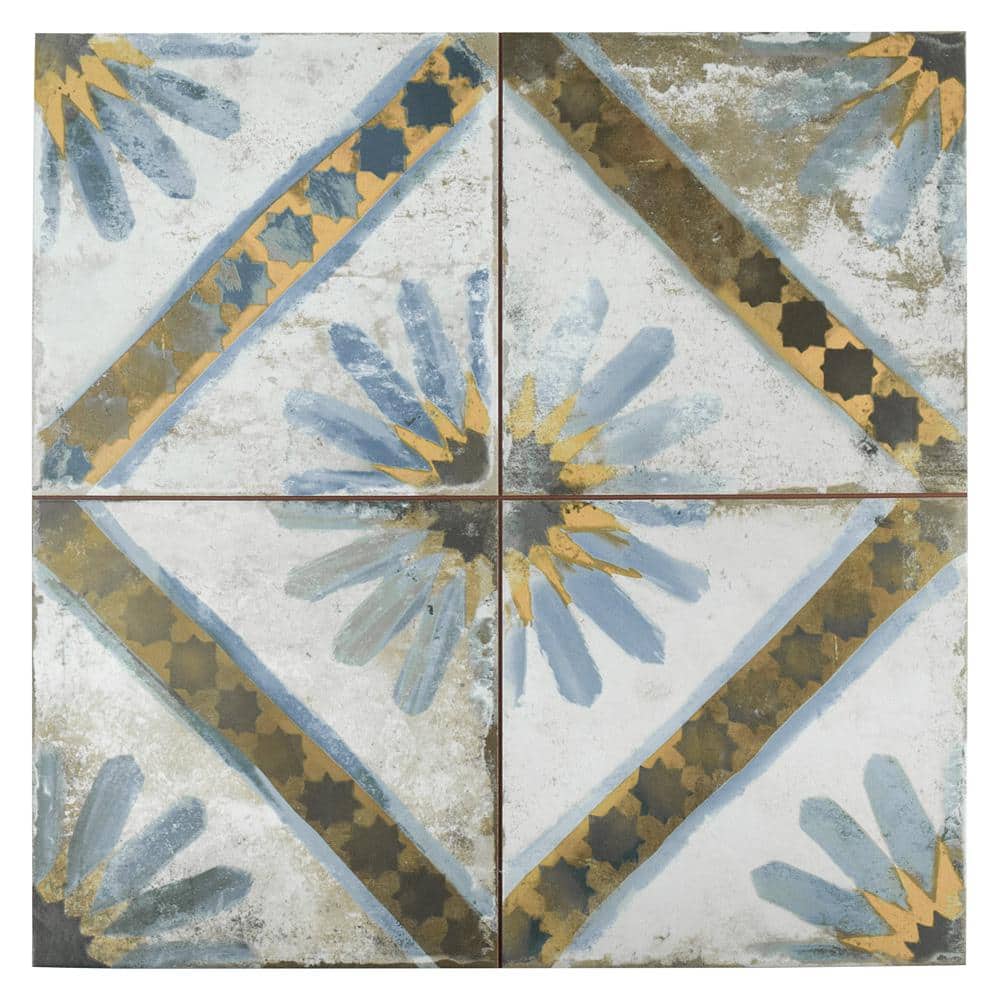 Merola Tile Kings Marrakech Blue 1818 1818/188 in. x 1818 1818/188 in. Ceramic Floor and  Wall Tile 18.18 sq. ft./Case FPEKMKBL