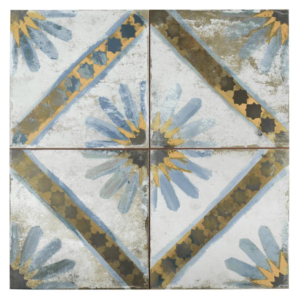 Merola Tile Kings Marrakech Blue 9 in. x 9 in. Ceramic Floor and