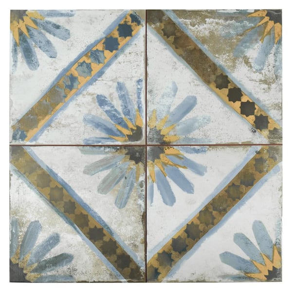 Merola Tile Kings Marrakech Blue 9 in. x 9 in. Ceramic Floor and Wall Take Home Tile Sample