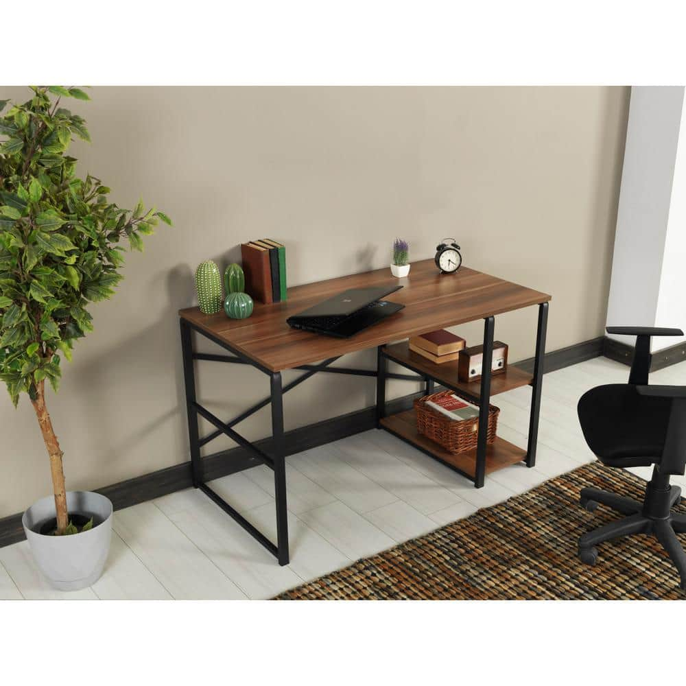 maocao hoom 47 in. Retangular Brown Wooden Top Computer Desk with 2 ...