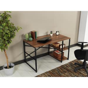 47 in. Retangular Brown Wooden Top Computer Desk with 2-Shelves
