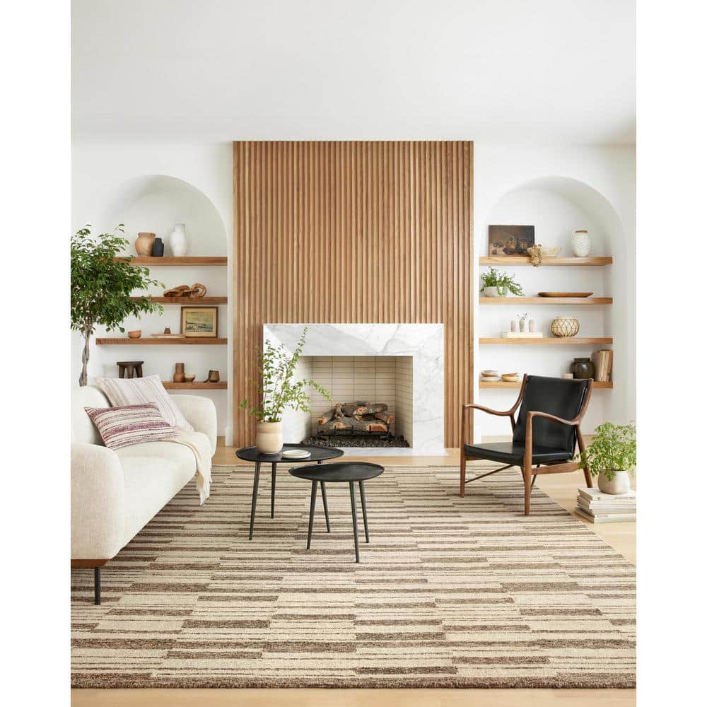 Ivory and Beige Hand-Tufted Wool Rectangular Rug 7'9" x 9'9"