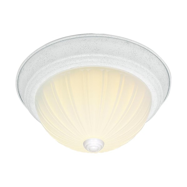 SATCO 13.25 in. 2-Light Textured White Semi-Flush Mount
