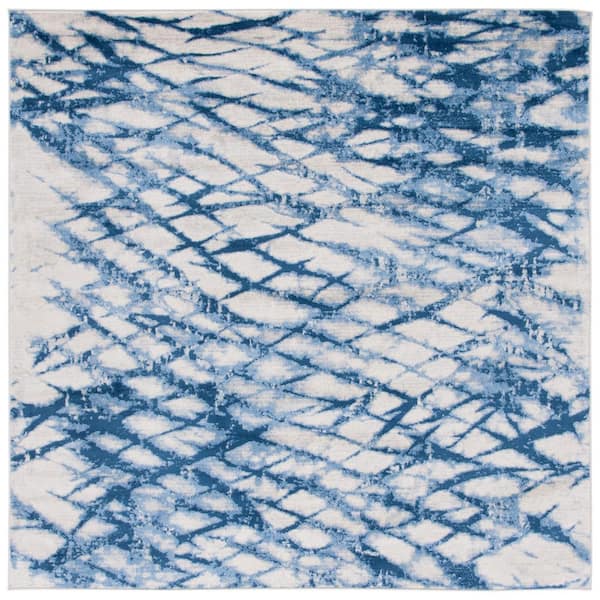 SAFAVIEH Jasper 7 ft. x 7 ft. Navy/Ivory Abstract Linear Square Area Rug