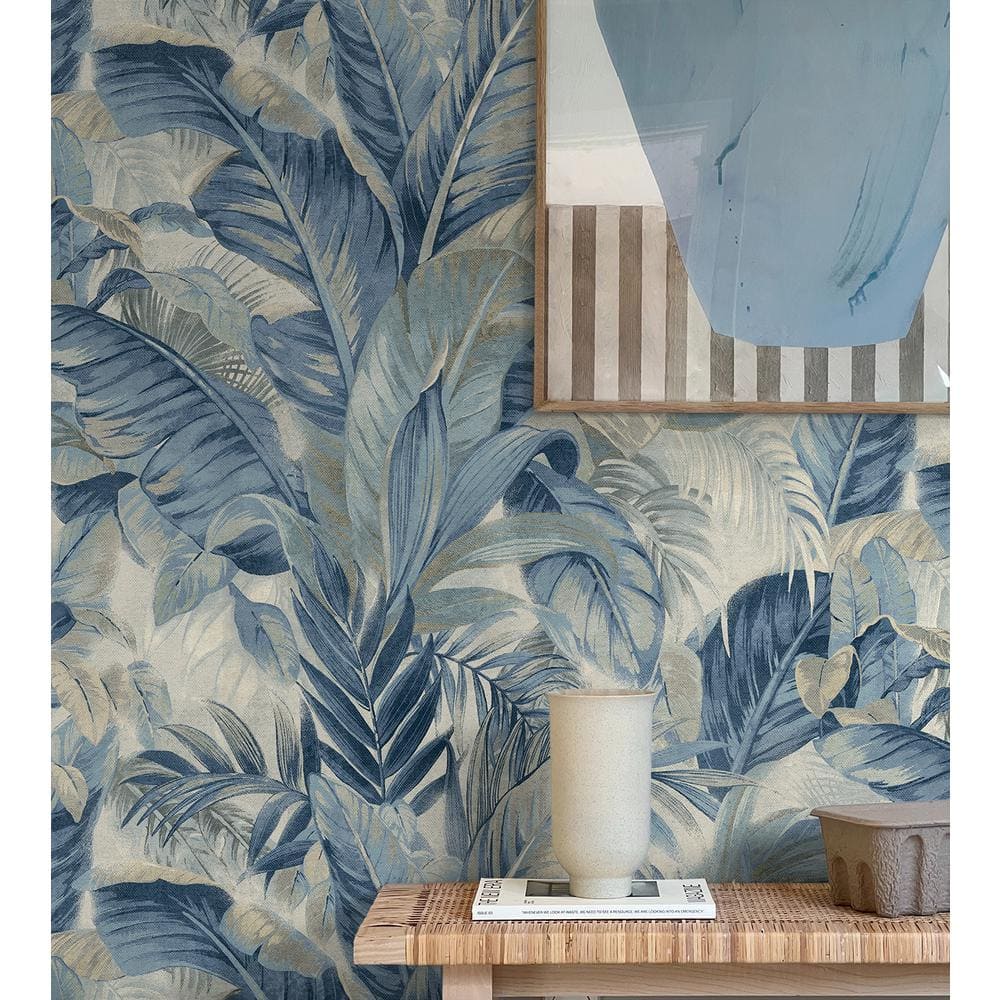 Luna Blue Tropical Palm Self-Adhesive Vinyl Wallpaper