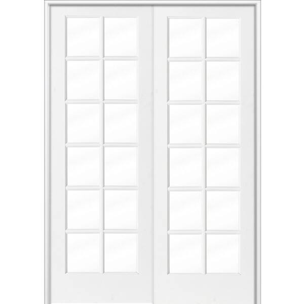 Krosswood Doors 72 in. x 96 in. Craftsman Shaker 12-Lite Both Active MDF Solid Hybrid Core Double Prehung Interior Door