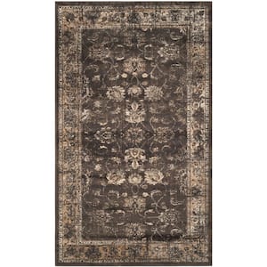 Vintage Soft Anthracite 3 ft. x 6 ft. Distressed Border Area Rug