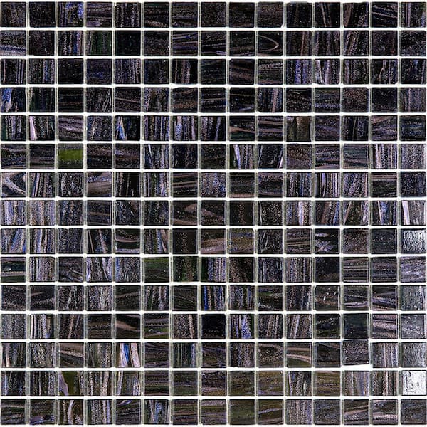 Apollo Tile Celestial 4" x 6" Glossy Oil Black Glass Mosaic Uniform square Wall and Floor Sample Tile 0.13 sq. ft./Piece (1-Pack)