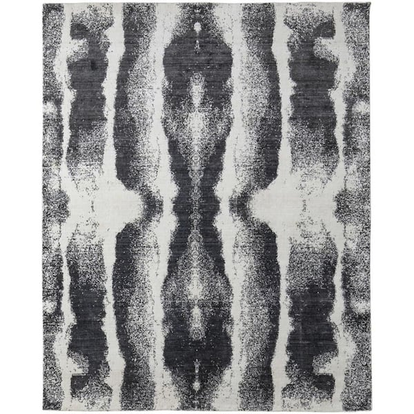 8 ft. x 10 ft. Black and Gray Abstract Hand Woven Area Rug