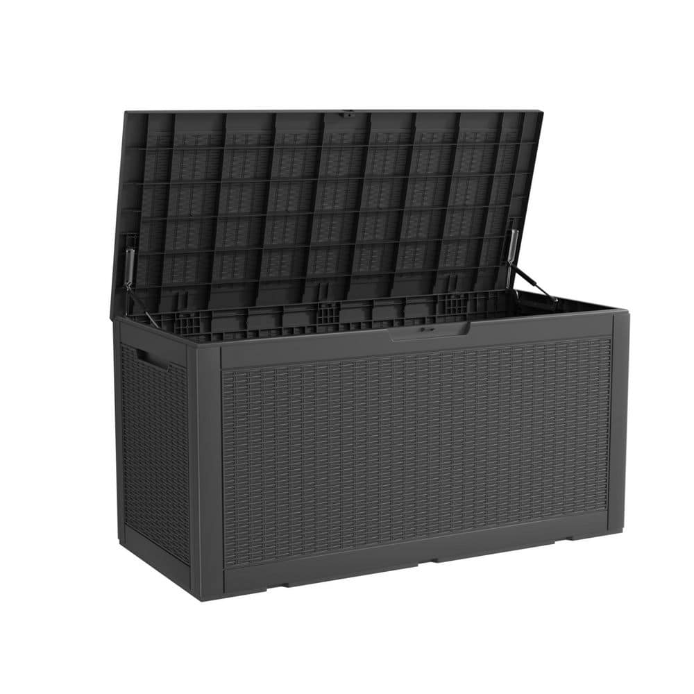 Ama pear Black 100 Gal. Waterproof Lockable Resin Deck Box UV Resistant ...