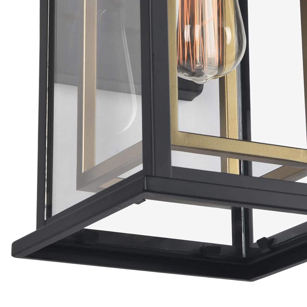 Hayward Classic Black and Clear Glass Lantern Wall Sconce