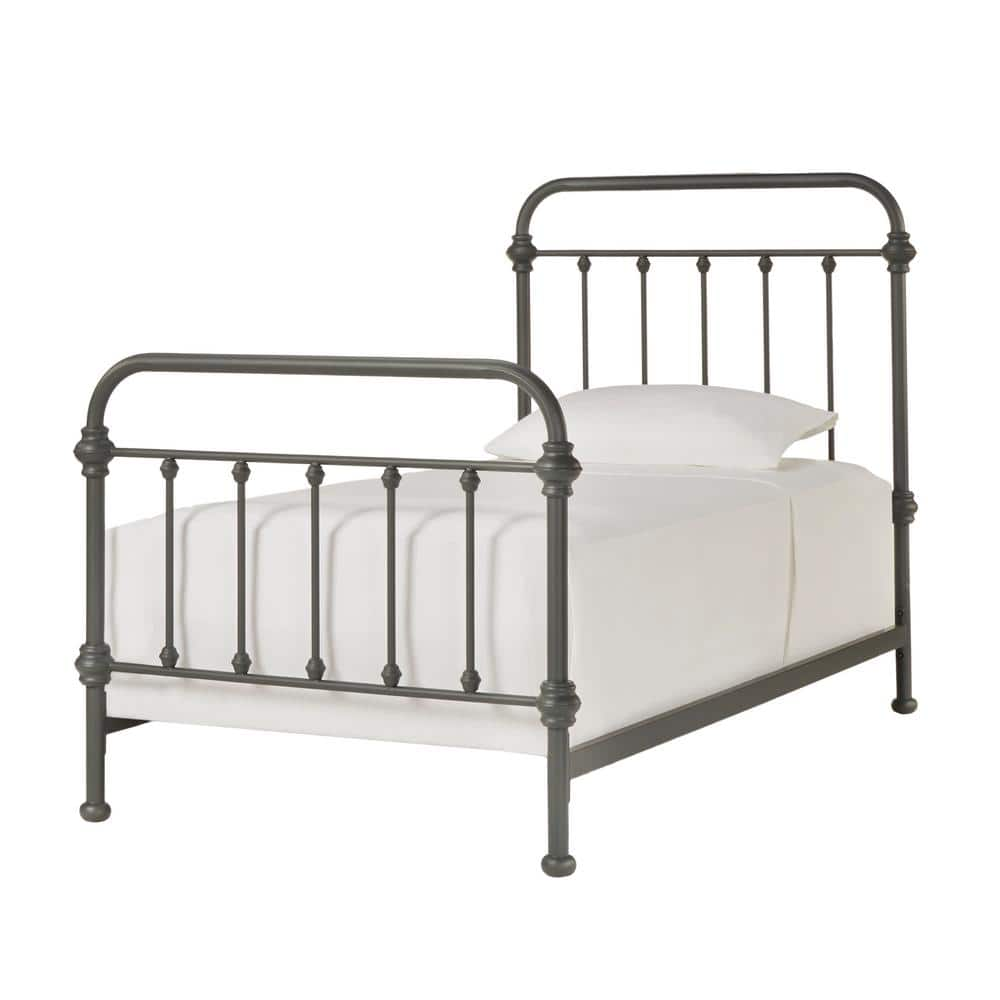 HomeSullivan Frost Grey Antique Graceful Victorian Metal Twin Bed ...