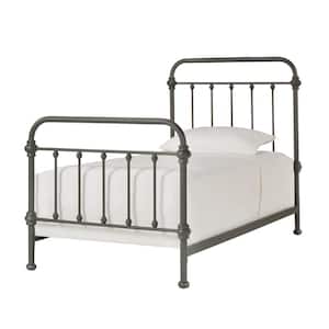 Frost Grey Antique Graceful Victorian Metal Twin Bed