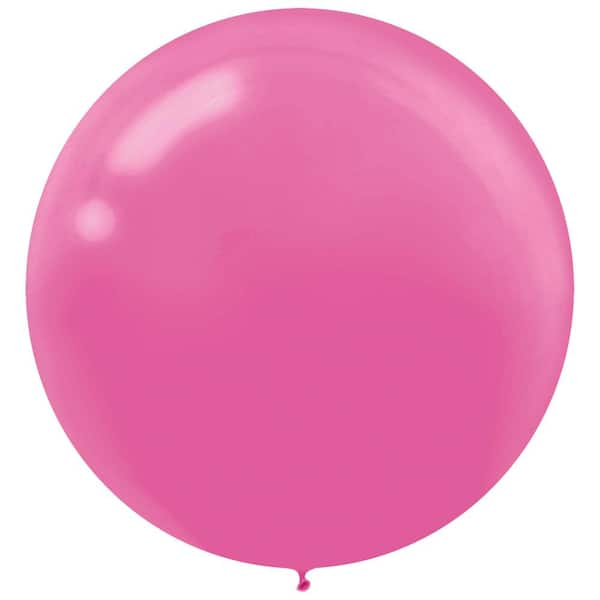 Amscan 24 in. Bright Pink Latex Balloons (3-Pack) 115910.103 - The Home ...