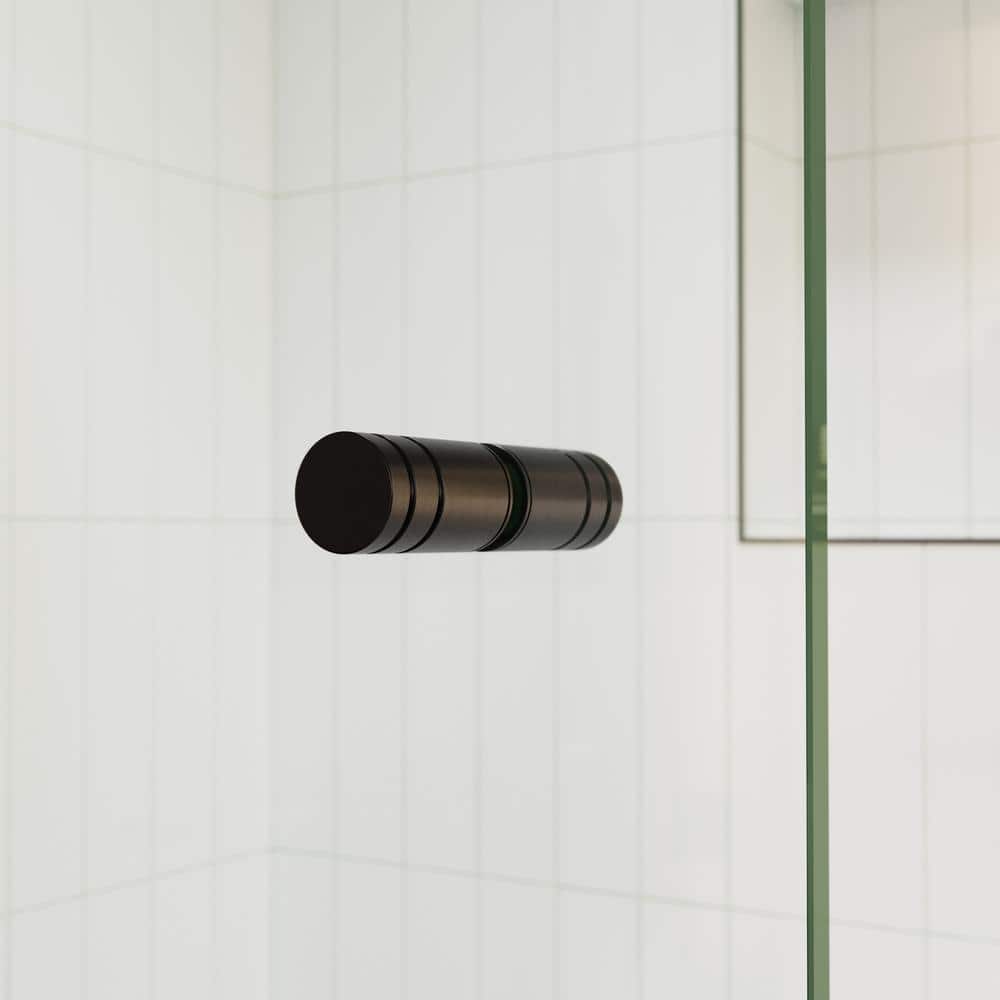 34'' x 58'' Oil Rubbed Bronze Frameless Glass Hinged Bathtub Door
