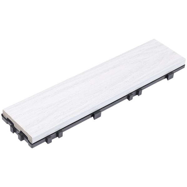 NewTechWood UltraShield Naturale 3 in. x 3 ft. Quick Composite Single Slat Deck Tile in Icelandic Smoke White (4-Pieces Per Box)