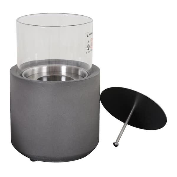 PHI VILLA 4.72 in. x 7.28 in. TerraFab Material Ethanol Round Grey Tabletop Fire Pit