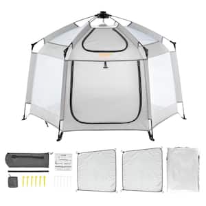 Baby Playpen with Canopy 59.8 in. x 59.8 in. Indoor/Outdoor PortablePlaypen for Babies Light-Weight Foldable Pop Up Tent