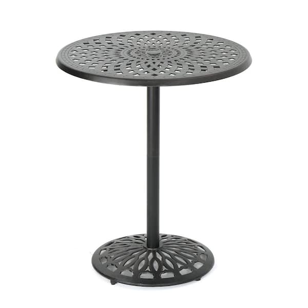 35 in. W x 41 in. H Copper Cast Aluminum Outdoor Bistro Table with Round Romantic Filigree Tabletop for Patio, Yard