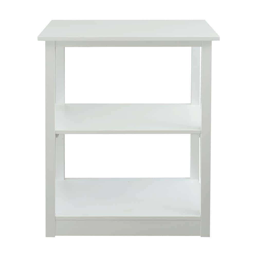 Adams White Solid Pine 3-Shelf Bookcase with Concealed Drawer