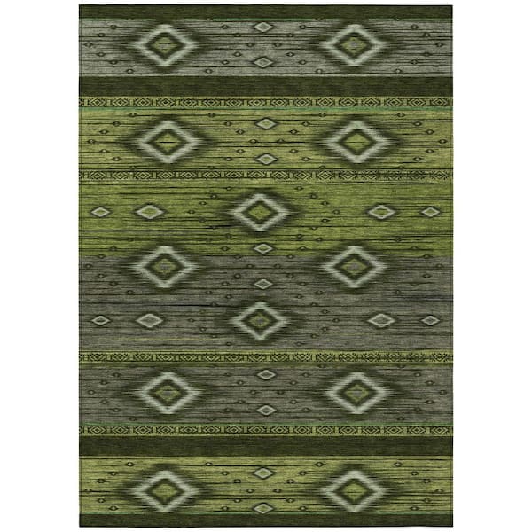 Chantille Machine Washable Indoor/Outdoor Abstract ACN1943 Aloe 5 ft. x 7 ft. 6 in. Area Rug