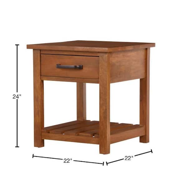 Danforth Square Antique Patina Finish Wood 1 Drawer End Table (22 in. W x 24.5 in. H)