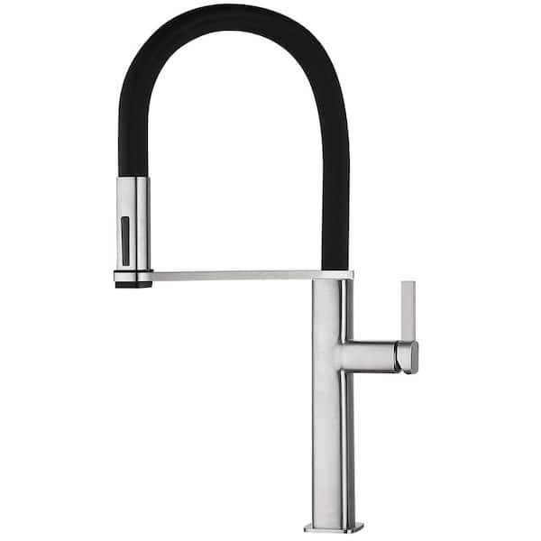 Stainless Steel 22 in. Single Handle Pull Down Sprayer Kitchen Faucet with 360° Spout Swivel in Brushed Nickel