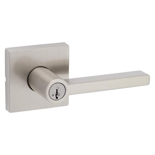 Commonwealth Satin Nickel Exterior Entry Door Lever featuring SmartKey Security