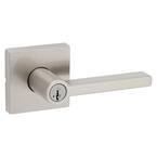 Halifax Square Satin Nickel Keyed Entry Door Lever Featuring SmartKey Security