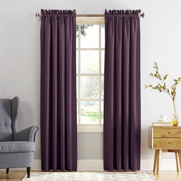Sun Zero Gregory Plum Polyester 54 in. W x 108 in. L Rod Pocket Room Darkening Curtain (Single Panel)