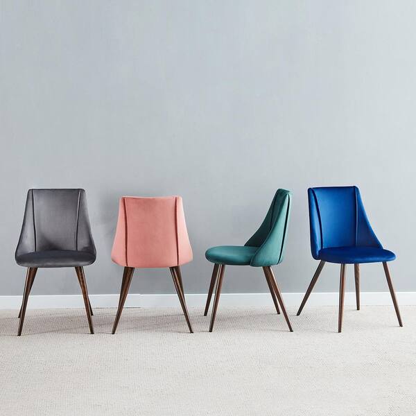Homy Casa Smeg Blue Fabric Upholstered Side Dining Chairs Set of 2
