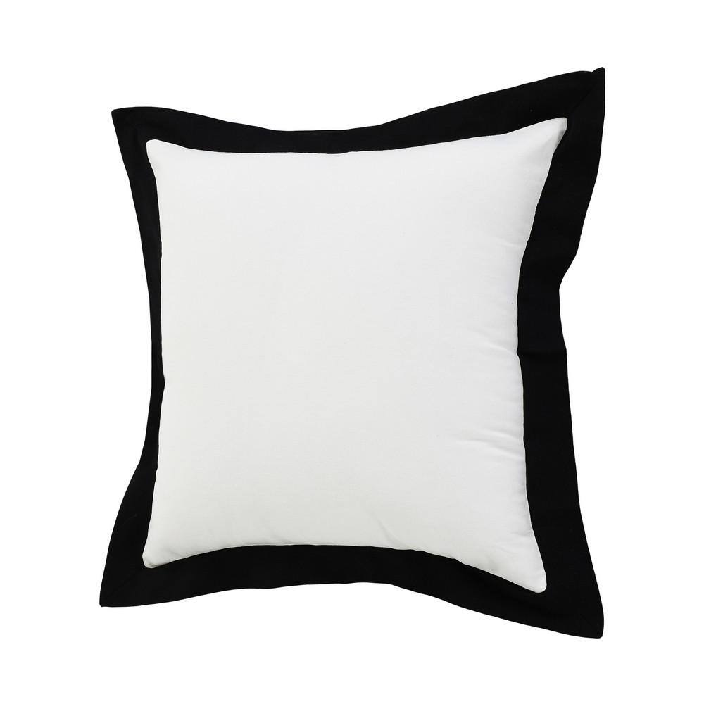 20" Black and White Cotton Geometric Throw Pillow