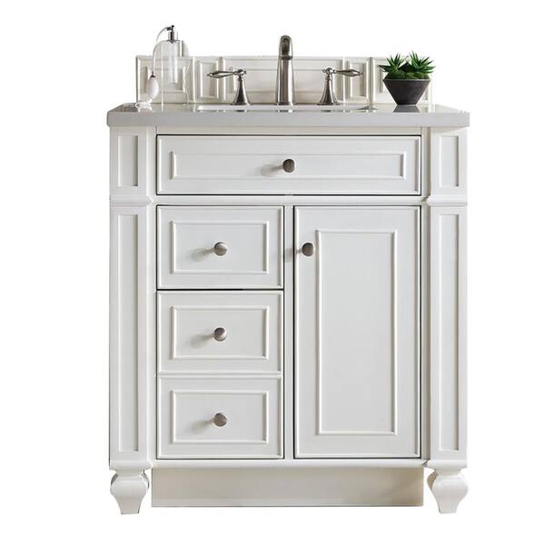 James Martin Vanities Bristol 30 in. W Single Vanity in Cottage White with Quartz Vanity Top in Snow White with White Basin