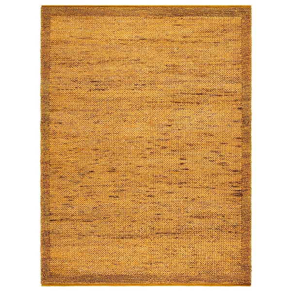 Natural Fiber 8 ft. x 10 ft. Gold Two-Tone Solid Border Area Rug
