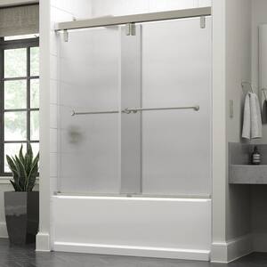 Lyndall 60 x 59-1/4 in. Frameless Mod Soft-Close Sliding Bathtub Door in Nickel with 3/8 in. (10mm) Rain Glass