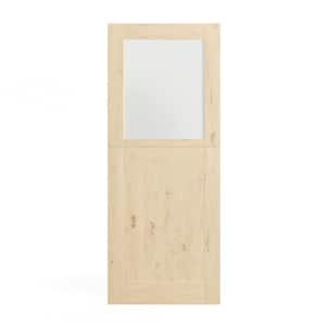 32 in. x 80 in. Finished Interior Dutch Door, Half Frosted Glass Split Single Door Slab with Natural Pine Wood Color