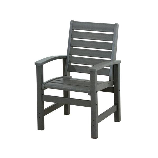 POLYWOOD Signature Slate Grey Plastic Outdoor Patio Dining Chair