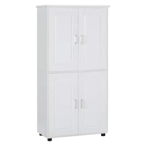 White 62.28 in. Accent Storage Cabinet with 4 Doors and Adjustable Shelves