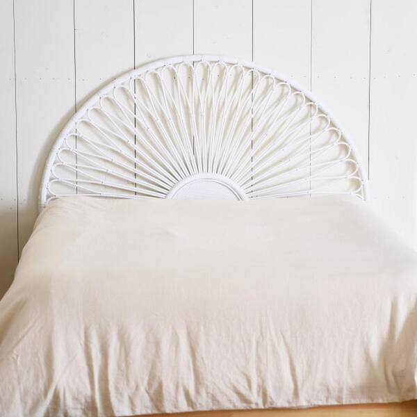Creative Co op Rattan Sunrise Design Queen Size Headboard White
