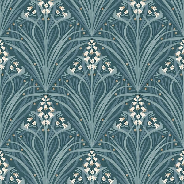 Victorian Bloom Teal Wallpaper Sample
