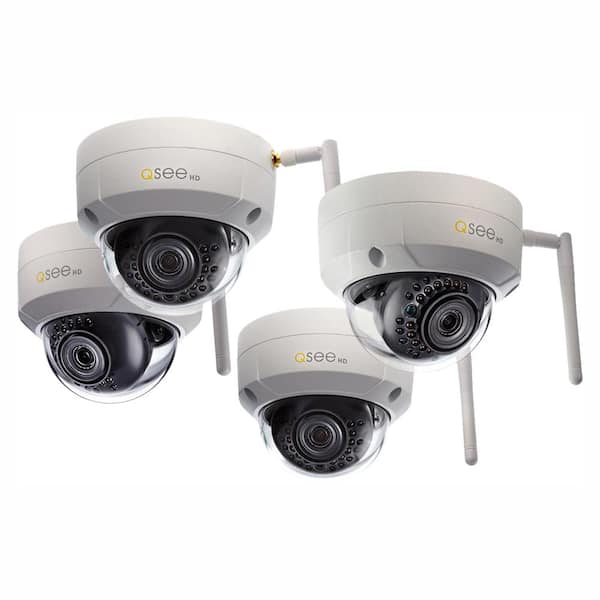 Q-SEE 3MP Wi-Fi Indoor/Outdoor Dome Security Surveillance Camera with 16GB SD Cards (4-Pack)