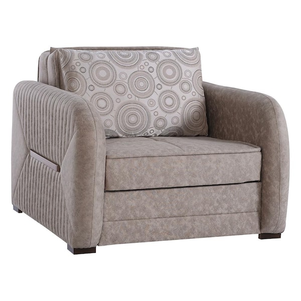 Ottomanson Lightning Collection Beige Convertible Armchair with Storage