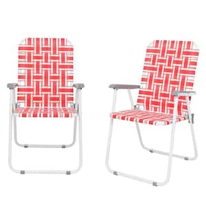 Metal Frame Red Beach Chair (2-Pack)
