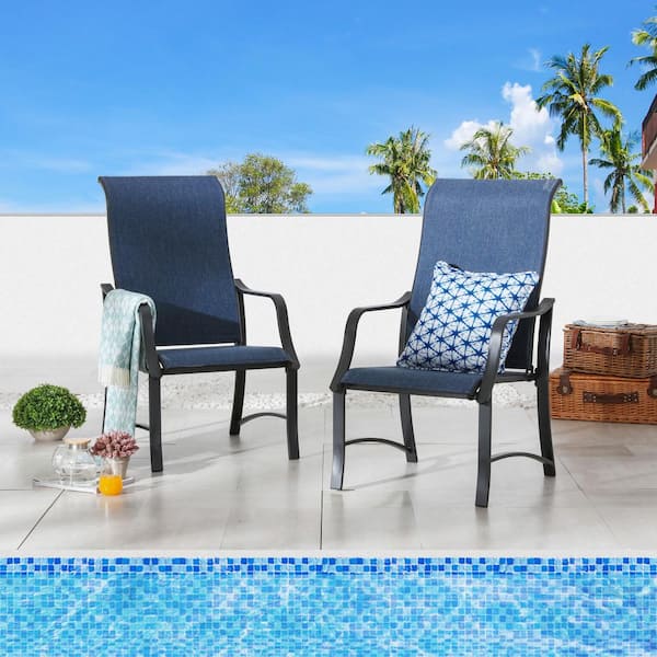 Patio Festival 2-Piece Metal Outdoor Chairs in Blue