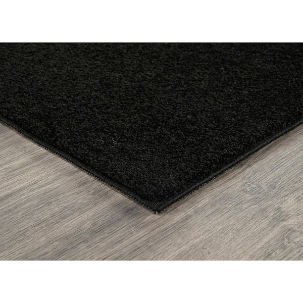 Clayton Plush 2 ft. x 5 ft. Black Basic Utility Area Rug