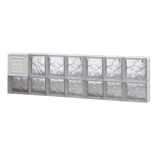 Clearly Secure 44.25 in. x 13.5 in. x 3.125 in. Frameless Wave Pattern Glass Block Window with Dryer Vent