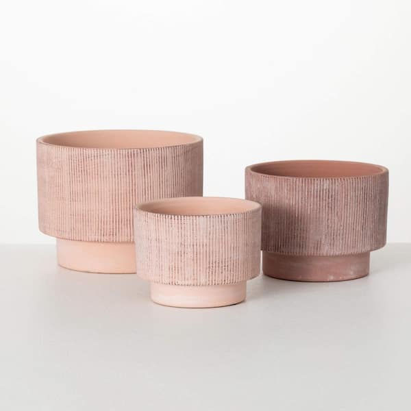 SULLIVANS 6 in., 5 in., and 4.25 in. Short Ribbed Indoor/Outdoor Planter Set of 3