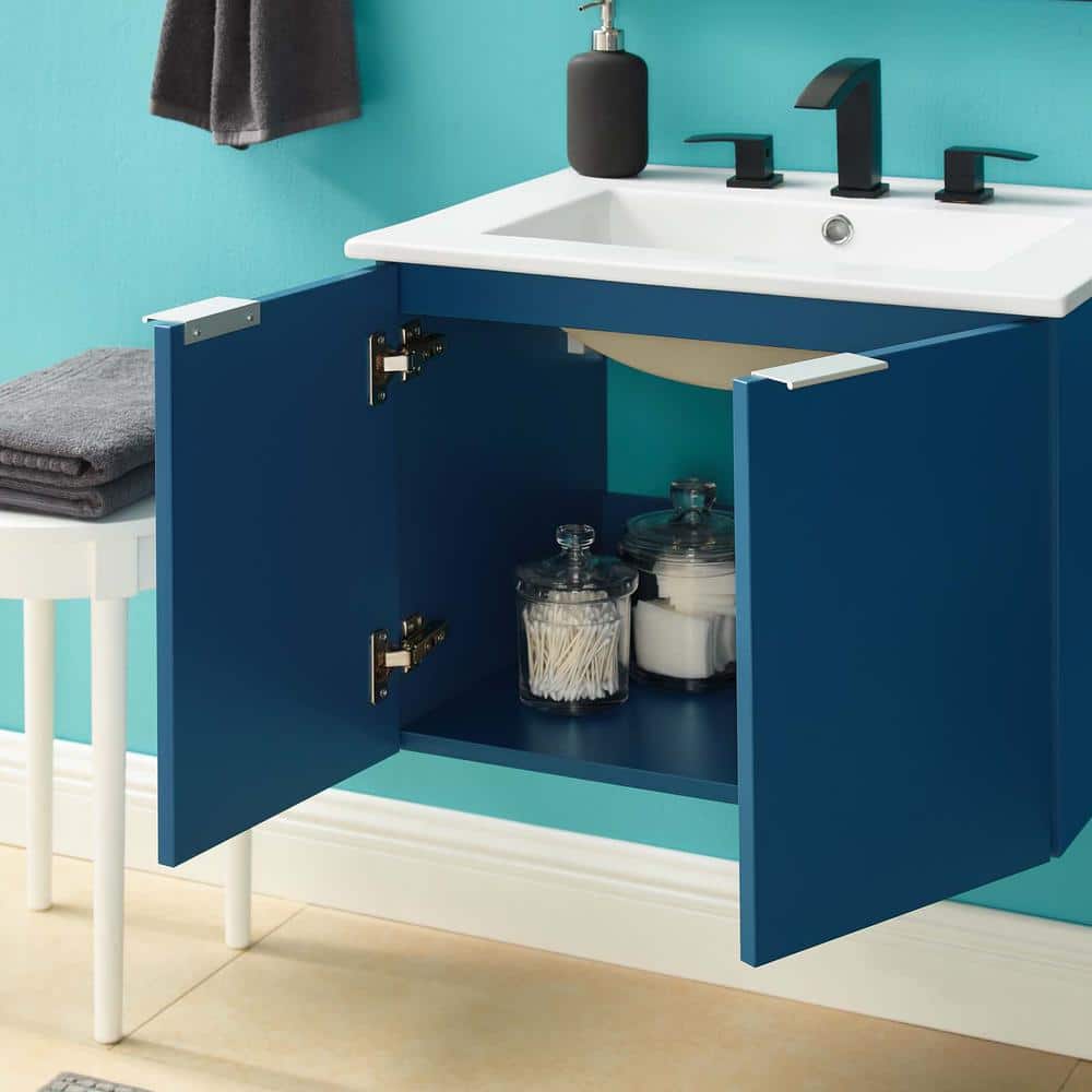 Maybelle Navy White 24" Wall-Mount Modern Bathroom Vanity